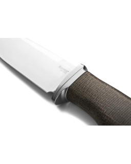 LionSteel ACHA fixed blade M390 premium steel satin finish blade green Micarta handle brown leather sheath