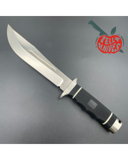 SOG Creed USMC FORCE RECON AUS8 steel satin finish Kraton handle black leather sheath