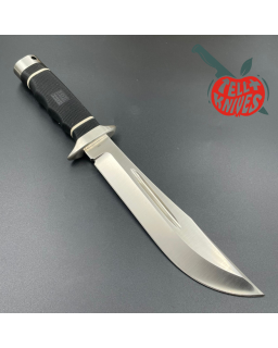 SOG Creed USMC FORCE RECON AUS8 steel satin finish Kraton handle black leather sheath