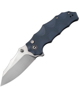 Civivi Natterjack 14C28N steel satin finish blade sculpted Blue G10 handle flipper button lock
