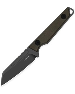 KIZER Cutlery Phasmids Fixed Blade Knife Full Tang AEB-L steel Brown Richlite handle black kydex