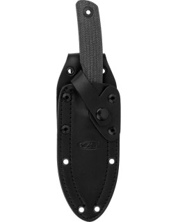 ZT Model 0004 fixed blade full tang CPM-CruWear steel black Cerakote finish black micarta handle black leather sheath