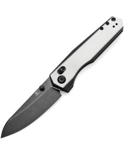 Tenable Beaver Folding Knife Black and White G10 Handle blackwashed Nitro-V steel Blade crossbar lock