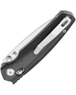 Tenable Raven Folding Knife Twill CF G10 Handle Stonewashed 14C28N Stainless steel Blade crossbar lock
