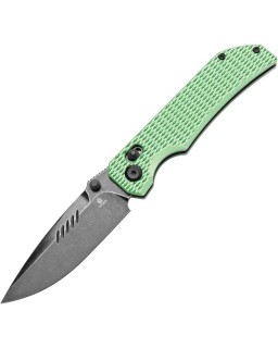 Tenable Eaglestrike Folding Knife Green Aluminium Handle Blackwashed Nitro-V  steel Blade crossbar lock