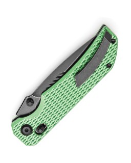 Tenable Eaglestrike Folding Knife Green Aluminium Handle Blackwashed Nitro-V  steel Blade crossbar lock