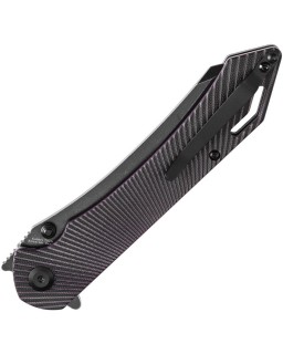 Tenable Colibri Tech Folding Knife Black and Purple G10 Handle blackwashed Nitro-V steel Blade linerlock