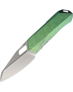 Remette Woodpecker M390 stainless steel bead blast finish blade Green Titanium Handle Framelock