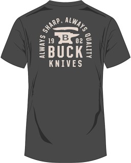 Buck Stacked Badge T-Shirt Gray Large 14292