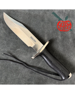 Randall Buxton Fighter Full Tang Stainless steel nickel silver forward curved hilt black micarta handle black leather sh