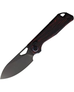KUNWU Knives Pulsar folding knife ELMAX steel black DLC finish blade Crossbar Lock black-red G-Mascus handle