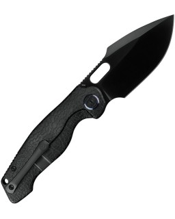 KUNWU Knives Gringo folding knife S390 steel black DLC coated blade Framelock Black textured titanium handle