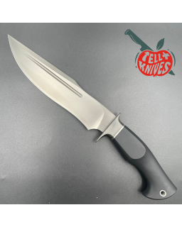 Michal Komorovsky Hunting Knife ELMAX steel black DLC coating Black G10 handle black leather sheath