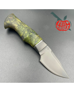 Michal Komorovsky Neck Knife M390 steel black DLC coating stabilized maple wood handle black leather sheath