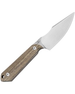 Kizer Cutlery  Harpoon Mini Fixed Blade AEB-L steel full tang stonewash finish natural micarta handle black kydex sheath