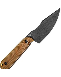 Kizer Cutlery Harpoon Mini Fixed Blade CPM-3V steel full tang black coated blade PEI handle black leather sheath