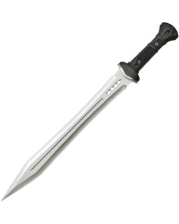 United Cutlery Honshu Gladiator sword 7Cr17MoV Steel Black TPR Handle black leather sheath