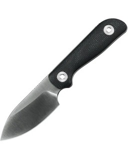Kunwu Knives Stiffy P Fixed Blade Vanadis 8 steel satin finish Black canva micarta handle black kydex sheath