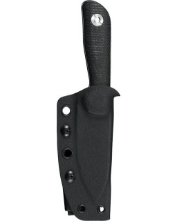 Kunwu Knives Stiffy P Fixed Blade Vanadis 8 steel satin finish Black canva micarta handle black kydex sheath