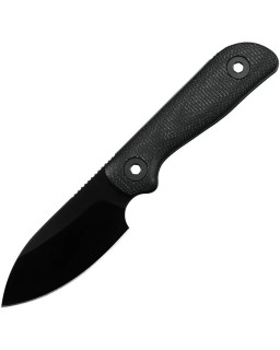 Kunwu Knives Stiffy P Fixed Blade Vanadis 8 steel black DLC finish Black canva micarta handle black kydex sheath