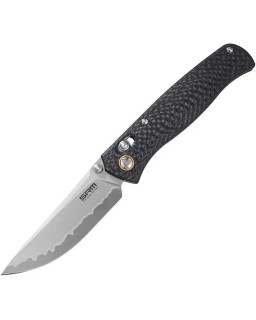 SRM Knives 255L folding knife Laminated 140Cr steel blade Carbon Fiber handle Crossbar Lock