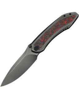 WeKnife Winsome Nested M390 stainless steel grey polished finish blade Framelock Black Titanium Handle Lava Flow Fat car