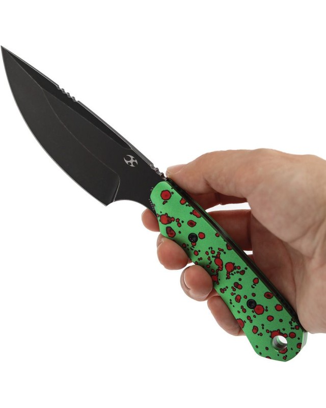 Kansept Flank  – lame acier D2 blackwash manche aluminium Zombie Blood – Design TuffKnives