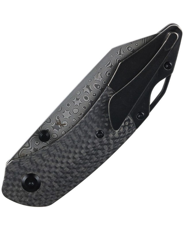 Kansept K9  – Lame acier damas – Carbone Twill/G10 et titane blackwash – Design Keanison Knives