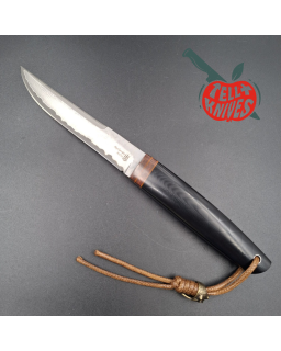 Sergey Shidlovskiy Stiletto – Lame damas inox à cœur VG-10, manche Micarta brun et Micarta noir poli