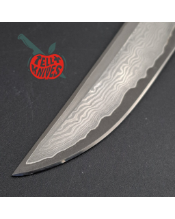 Sergey Shidlovskiy Stiletto – Lame damas inox à cœur VG-10, manche Micarta brun et Micarta noir poli