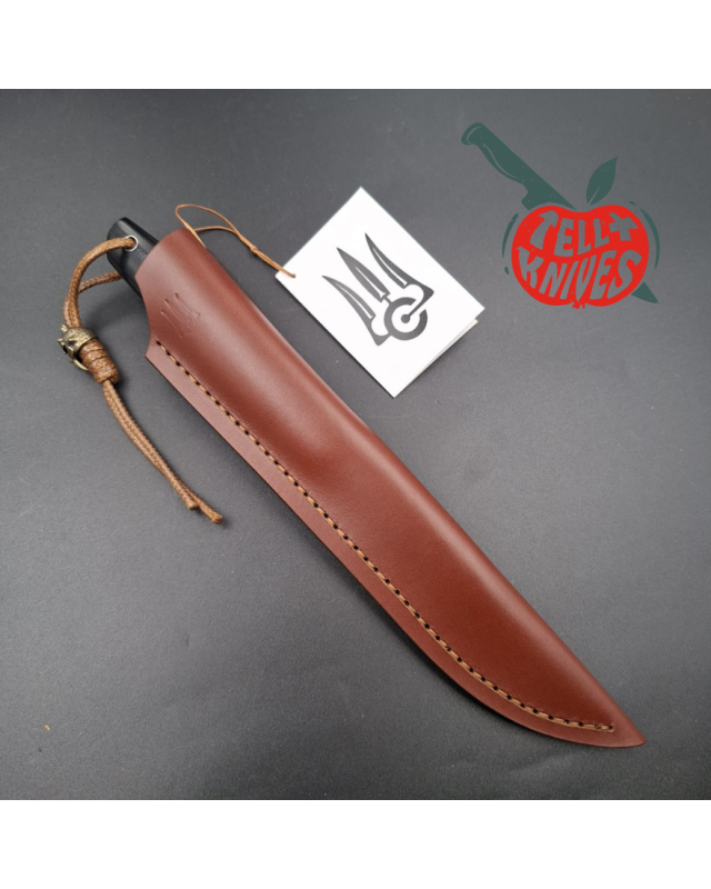 Sergey Shidlovskiy Stiletto – Lame damas inox à cœur VG-10, manche Micarta brun et Micarta noir poli