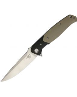 Swordfish Linerlock D2 steel Beige and black G10 handle