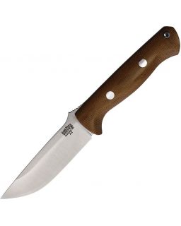 Bravo 1 fixed blade knife A2 tool steel Natural Canvas Micarta brown leather sheath