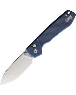 Raccoon Button Lock Blue Micarta 14C28N