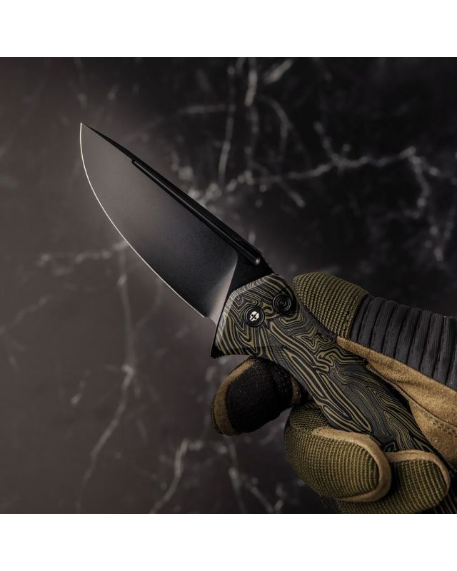 F3 Charlie D2 steel Button Lock Damascus G10 F3 Charlie D2 steel Button Lock Damascus G10