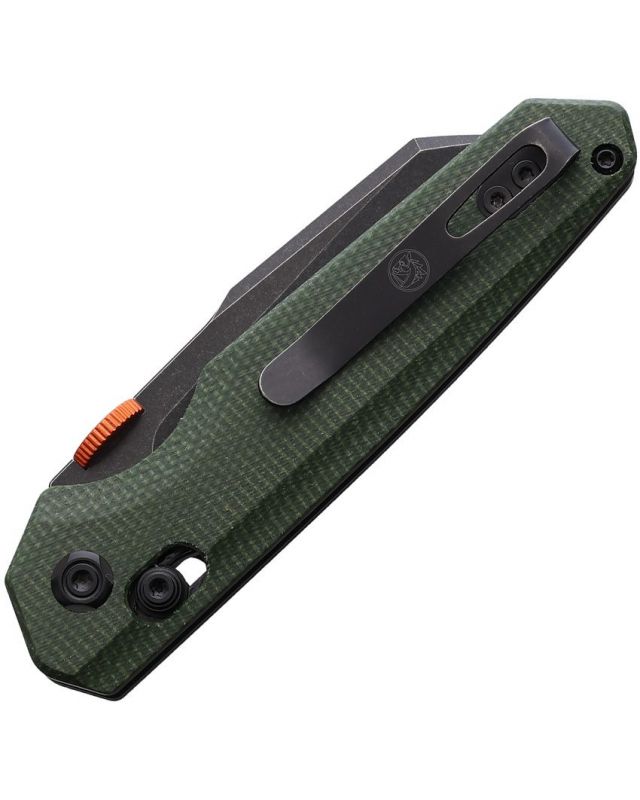 Talarurus AXIS Lock Green Micarta 14C28N inox steel