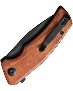 Regulatron Flipper Knife Guibourtia Wood Black Stonewashed Nitro-V Blade C23006-3