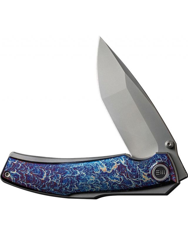 Swordfin Front Flipper & Thumb Stud Knife Flamed Titanium Handle Gray Titanium Silver Bead Blasted CPM 20CV Blade WE23067- Swordfin Front Flipper & Thumb Stud Knife Flamed Titanium Handle Gray Titanium Silver Bead Blasted CPM 20CV Blade WE23067-