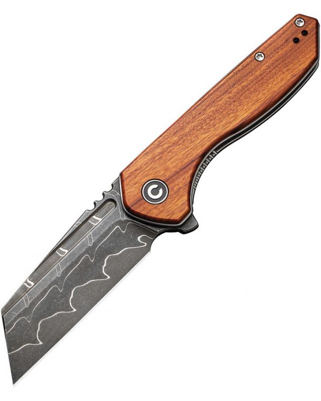 ExOne Flipper Knife Guibourtia wood Damascus steel C23036-DS1