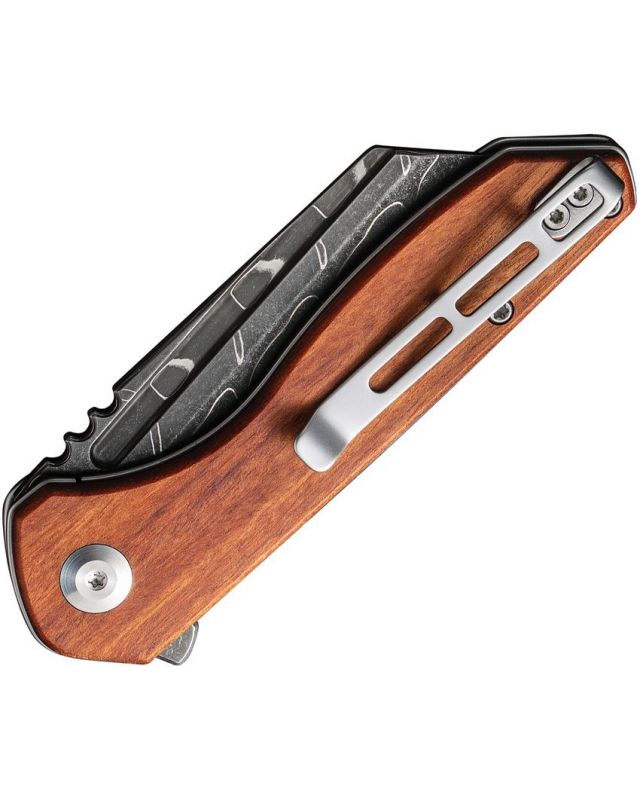 ExOne Flipper Knife Guibourtia wood Damascus steel C23036-DS1