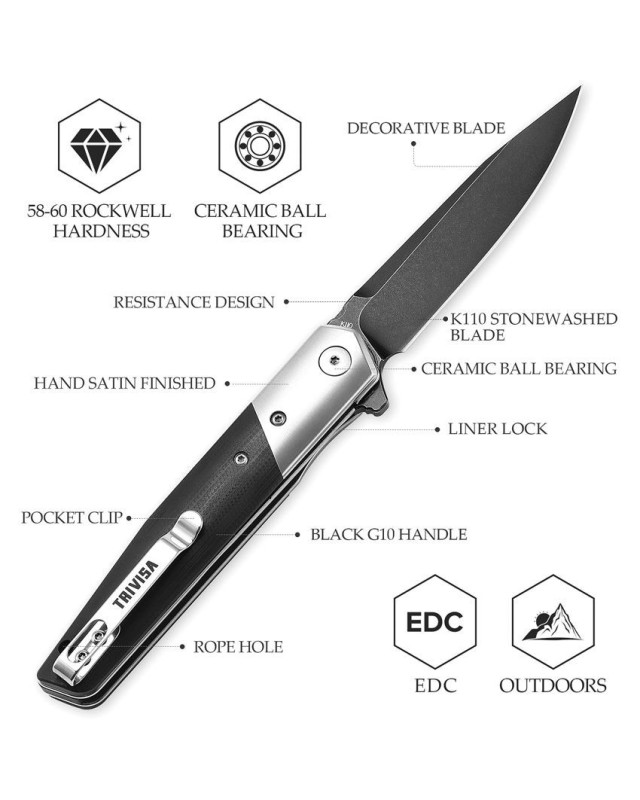 Leominor Flipper Linerlock Black G10 Böhler K110 steel Leominor Flipper Linerlock Black G10 Böhler K110 steel