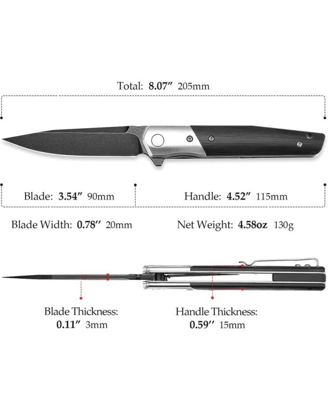 Leominor Flipper Linerlock Black G10 Böhler K110 steel Leominor Flipper Linerlock Black G10 Böhler K110 steel