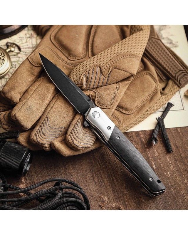 Leominor Flipper Linerlock Black G10 Böhler K110 steel Leominor Flipper Linerlock Black G10 Böhler K110 steel
