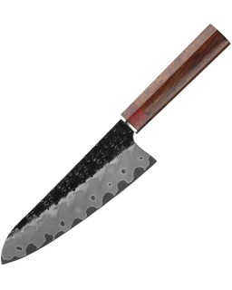 Japanese Style Santoku Knife 440C San Mai Hammered Forged