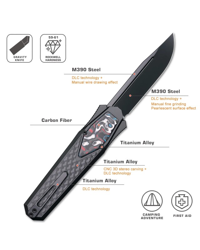 Swordfish Gravity OTF (Swiss Legal) ZL101B5 titanium handle M390 steel Swordfish Gravity OTF (Swiss Legal) ZL101B5 titanium handle M390 steel
