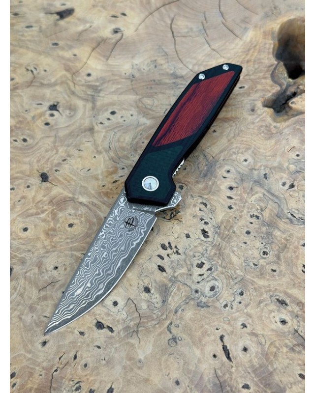 Diamici Linerlock Damascus CF & wood Diamici Linerlock Damascus CF & wood
