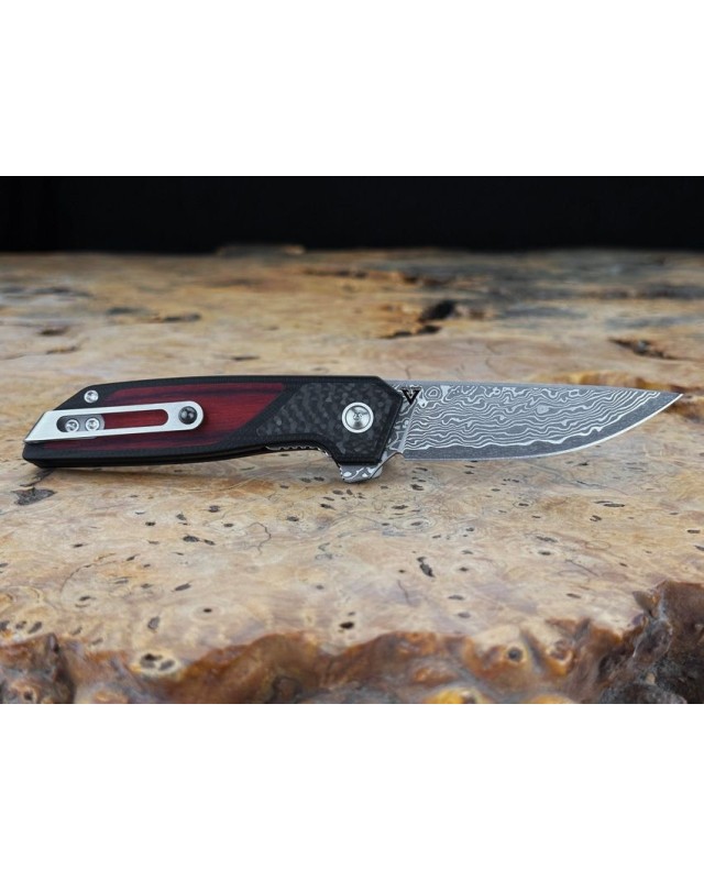 Diamici Linerlock Damascus CF & wood Diamici Linerlock Damascus CF & wood