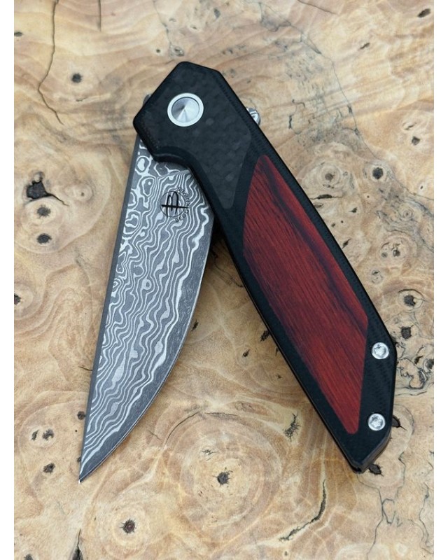Diamici Linerlock Damascus CF & wood Diamici Linerlock Damascus CF & wood