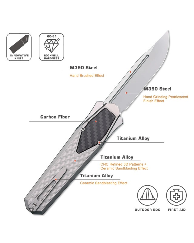 Swordfish Gravity OTF (Swiss Legal) ZL101B1 titanium handle M390 steel Swordfish Gravity OTF (Swiss Legal) ZL101B1 titanium handle M390 steel
