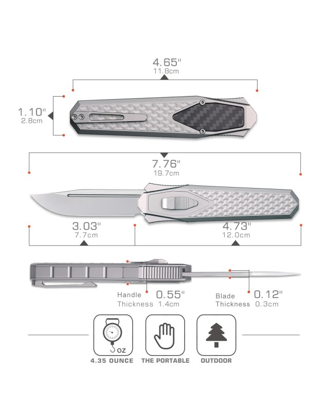 Swordfish Gravity OTF (Swiss Legal) ZL101B1 titanium handle M390 steel Swordfish Gravity OTF (Swiss Legal) ZL101B1 titanium handle M390 steel
